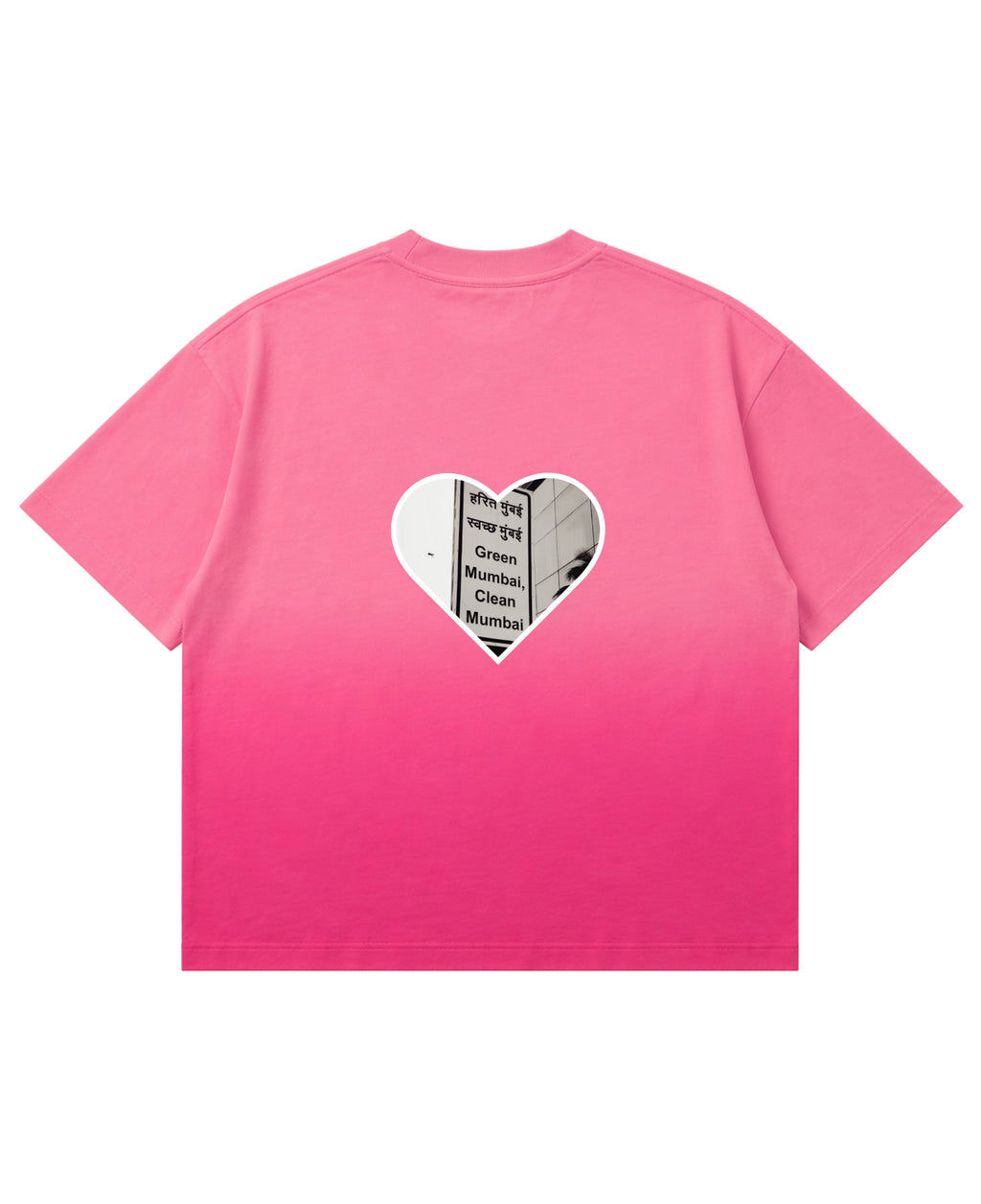 Pink Sunfade Ombré Wash Boxy Fit T-shirt Back Design