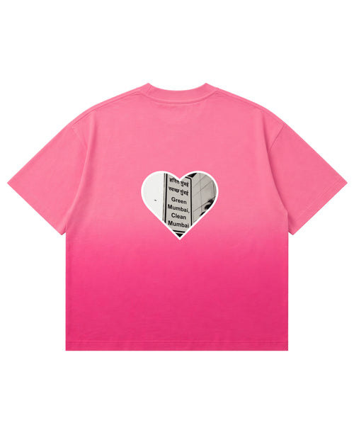 Pink Sunfade Ombré Wash Boxy Fit T-shirt Back Design